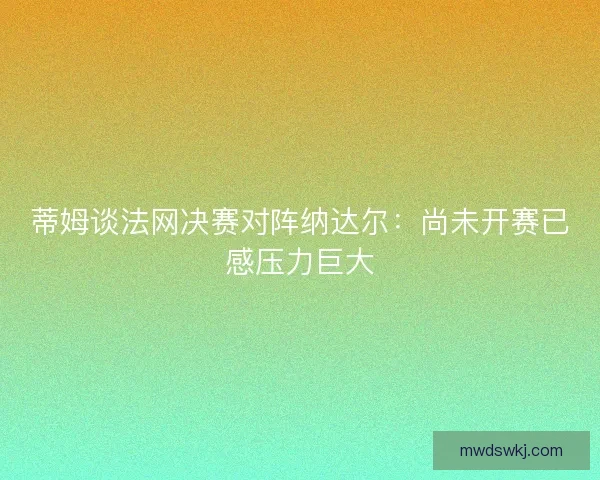 蒂姆谈法网决赛对阵纳达尔：尚未开赛已感压力巨大