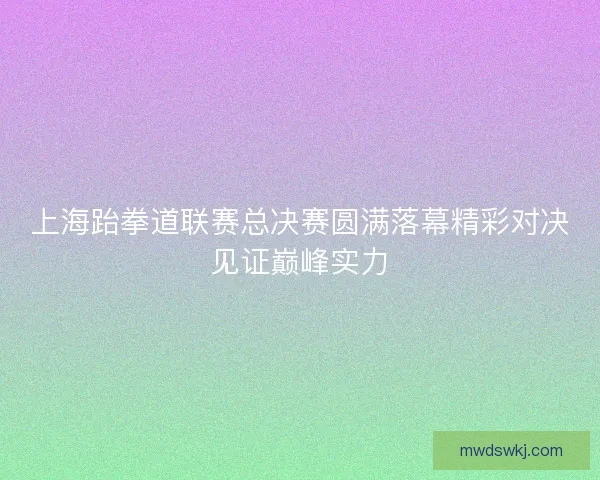 上海跆拳道联赛总决赛圆满落幕精彩对决见证巅峰实力