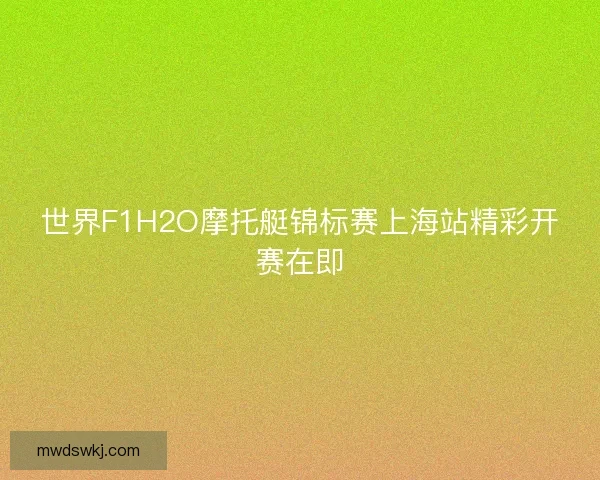 世界F1H2O摩托艇锦标赛上海站精彩开赛在即